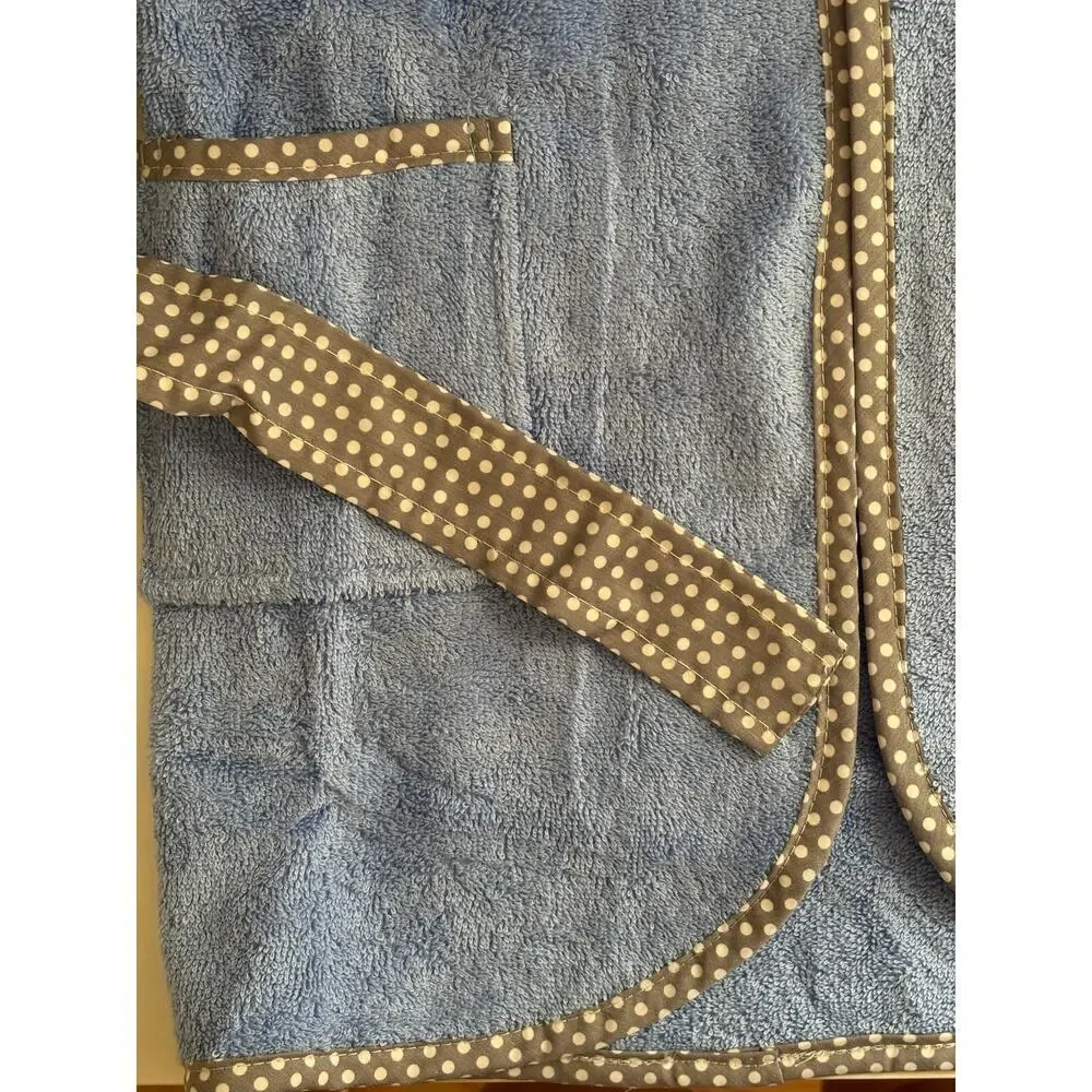 Baby Bathrobe 0-3 Months Blue Hooded Turkish Cotton Robe Elephant Embroidery